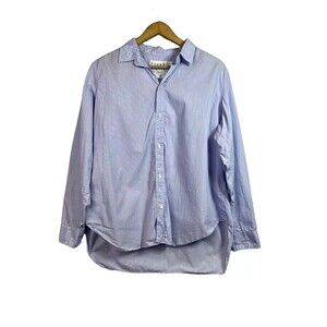 Frank & Eileen Women's Blue WhiteStripe Frank Long Sleeve Button Shirt Size XL